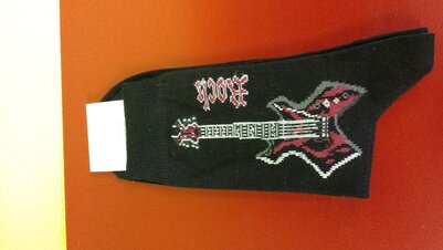 Zwarte sokken met Rock gitaar motief