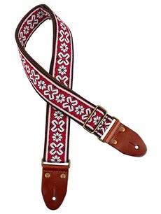 Gitaarband, Jacquardweefsel,rood/wit Gitaarband, Jacquardweefsel,rood/wit